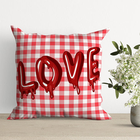 Love-themed Pillow Cover|Targeting Heart Valentine Cushion Case|Romantic Check Home Decor Gift|February 14 Gift for Her|Throw Pillowcase