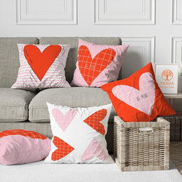 Heart Pattern Pillow Cover|Be Mine Pillow Case|Valentine's Day Romantic Cushion Case|Love-themed Home Decor Accent|Charming Pillowcase Gift