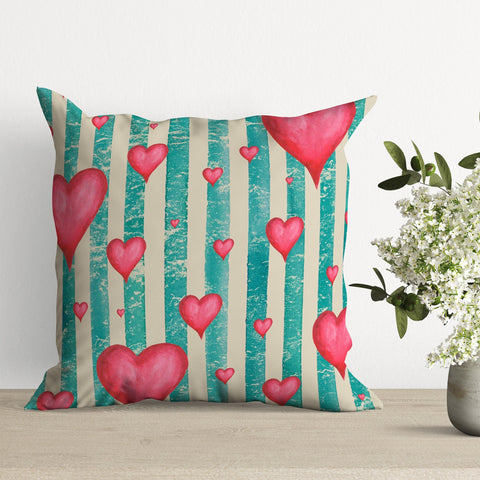 Valentine Pillow Cover|Striped Cushion Case|Love Throw Pillowcase|Plaid Pillow Case|Heart Print Cushion Cover|Romantic Home Decor