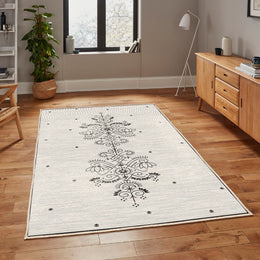 Authentic Area Rug|Multi-Purpose Anti-Slip Machine-Washable Carpet|Line Art Carpet|Housewarming Rug|Beige Floor Covering|Oriental Design Rug