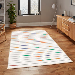 Striped Area Rug|Boho Design Carpet|Trendy Machine-Washable Non-Slip Rug|Cozy Farmhouse Floor Covering|Multi-Purpose Anti-Slip Carpet