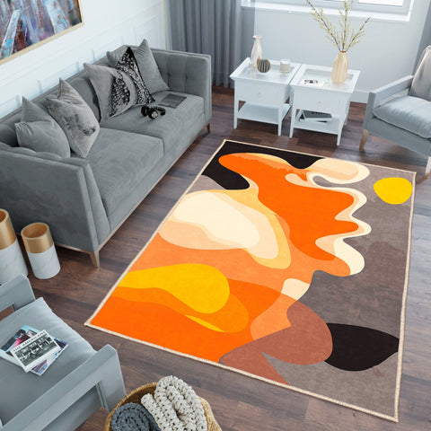 Modern Art Area Rug|Stylish Multi-Purpose Anti-Slip Carpet|Abstract Living Room Carpet|Farmhouse Rug|Trendy Machine-Washable Non-Slip Rug