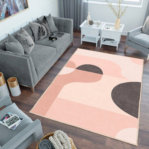 Abstract Area Rug|Decorative Floor Covering|Machine-Washable Non-Slip Rug|Cozy Living Room Rug|Farmhouse Multi-Purpose Anti-Slip Carpet