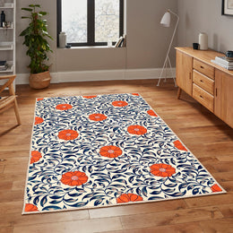 Floral Area Rug|Leaf Print Rug|Decorative Carpet|Machine-Washable Non-Slip Rug|Cozy Living Room Rug|Farmhouse Multi-Purpose Anti-Slip Carpet
