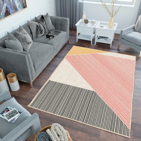 Decorative Floor Covering|Abstract Area Rug|Machine-Washable Non-Slip Rug|Cozy Living Room Rug|Stylish Multi-Purpose Anti-Slip Carpet