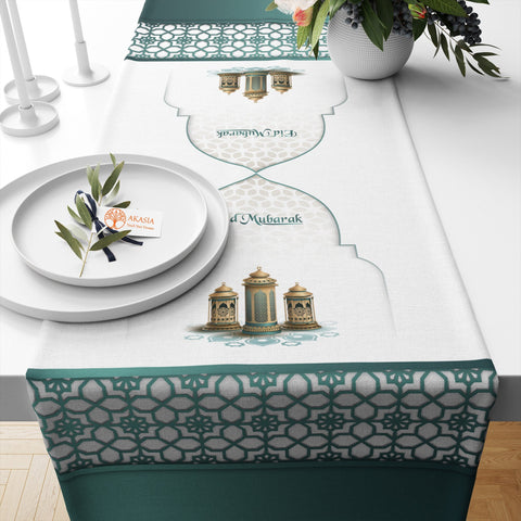 Eid Al Fitr Print Table Dressing|Religious Table Cover|Ramadan Kareem Tablecloth|Farmhouse Table Runner|Islamic Table Decor|Gift for Muslims