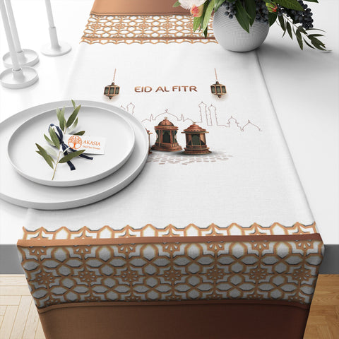 Eid Al Fitr Print Table Dressing|Religious Table Cover|Ramadan Kareem Tablecloth|Farmhouse Table Runner|Islamic Table Decor|Gift for Muslims