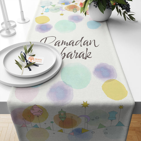 Ramadan Kareem Table Runner|Ramadan Mubarak Table Cloth|Religious Tablecloth|Islamic Table Cover|Lantern Print Eid Table Dressing