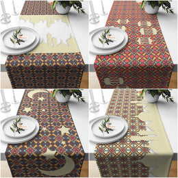Geometric Islamic Table Runner|Ramadan Kareem Table Centerpiece||Eid Mubarak Table Decor|Religious Table Dressing|Mystic Tablecloth
